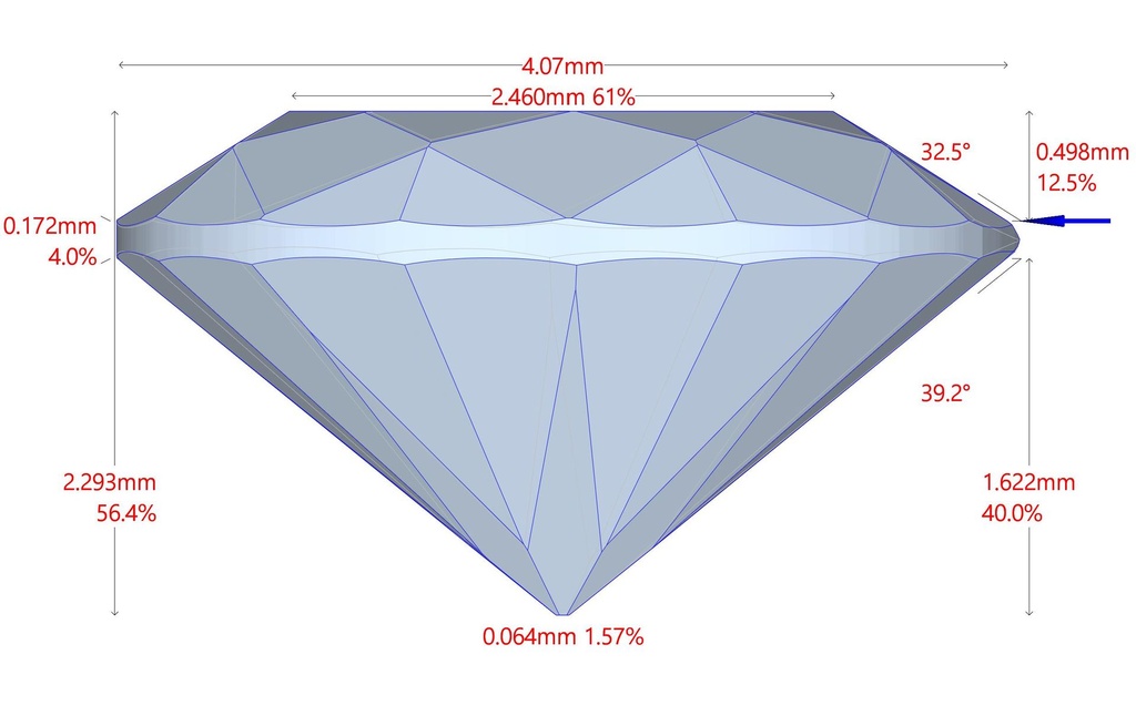 Diamante BR 0.237 SI1 K F DIAMANE · Medidas