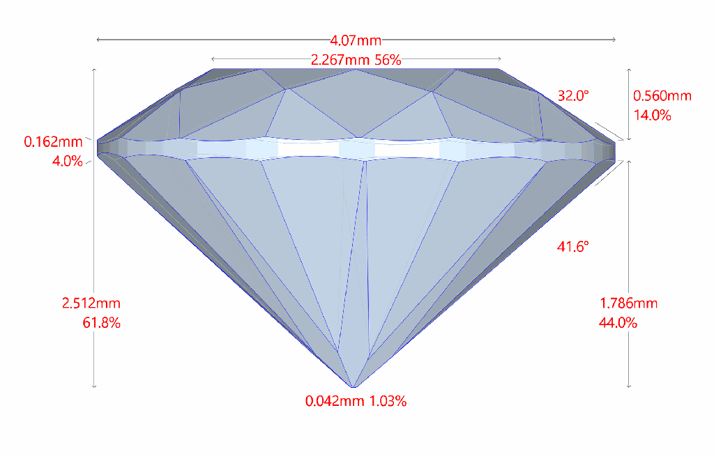 Diamante BR 0.267 VVS2 O VG DIAMANE · Medidas