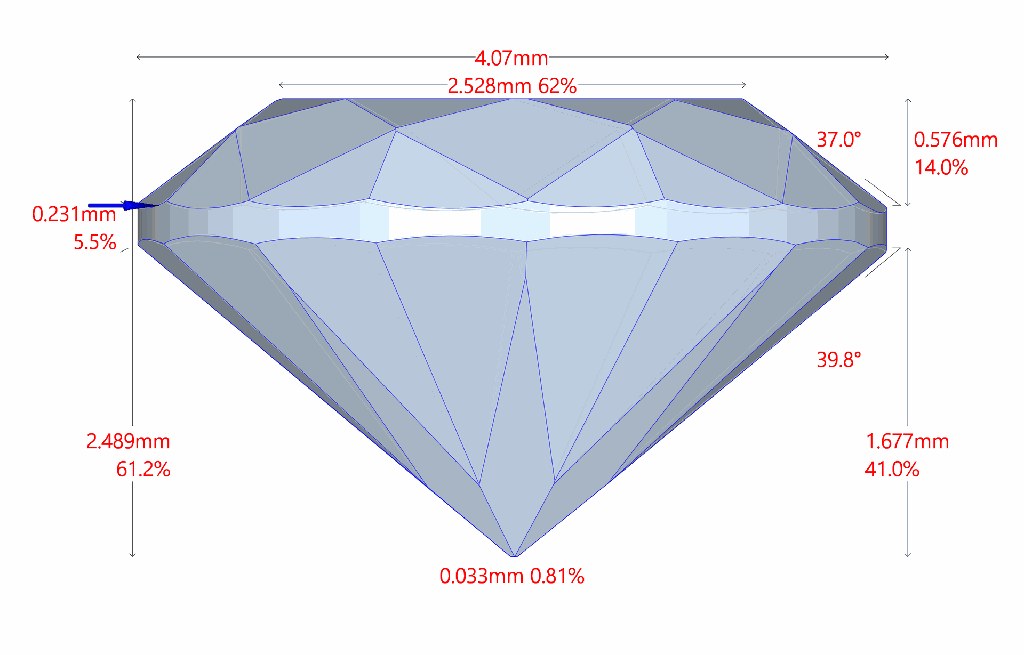 Diamante BR 0.27 VVS2 I G DIAMANE · Medidas