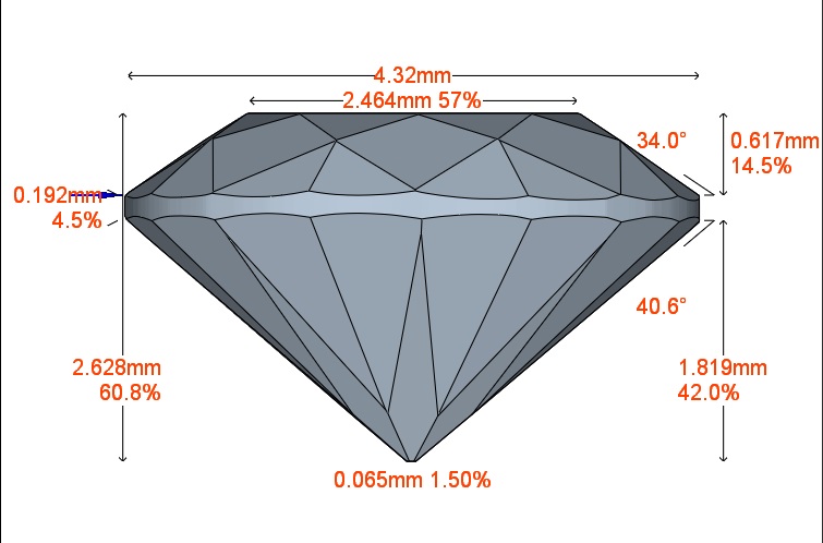 Diamante BR 0.290 VS1 J VG DIAMANE · Medidas