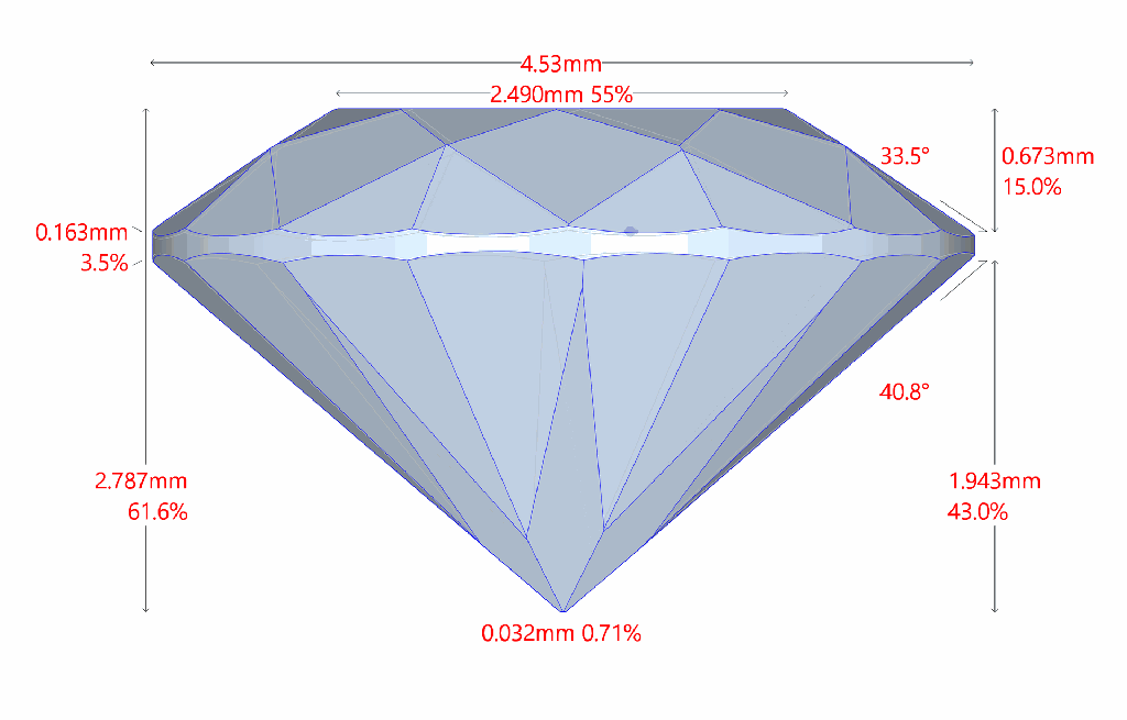 Diamante BR 0.352 VS2 J EX DIAMANE · Medidas