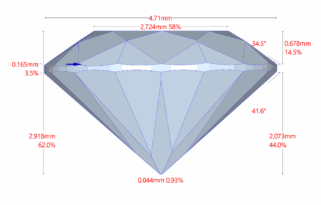 Diamante BR 0.394 VS1 S VG DIAMANE · Medidas