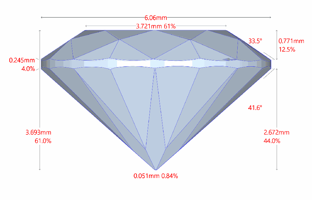 Diamante BR 0.839 VS2 O EX DIAMANE · Medidas