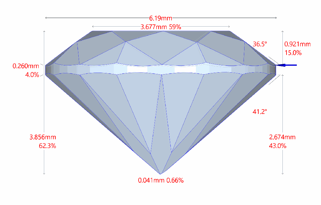 Diamante BR 0.931 VS2 O VG DIAMANE · Medidas
