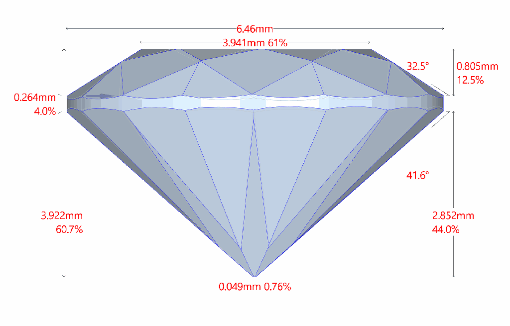 Diamante BR 1.005 VS1 L EX DIAMANE · Medidas