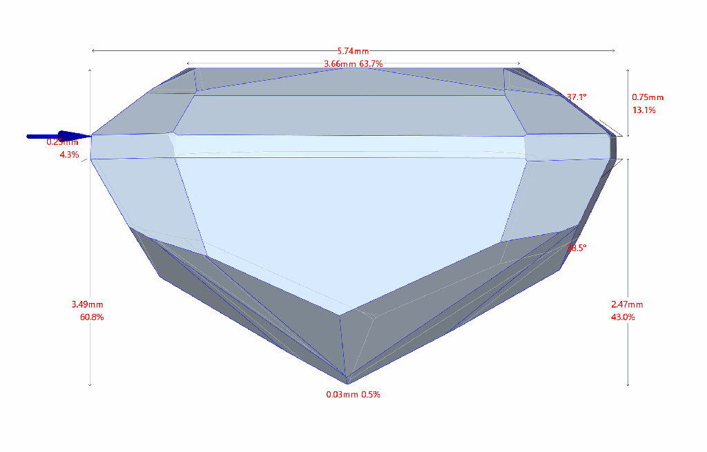 Diamante EM 1.85 VS1 O N/A DIAMANE · Medidas