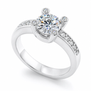 Anillo de compromiso solitario Bisel con pavé