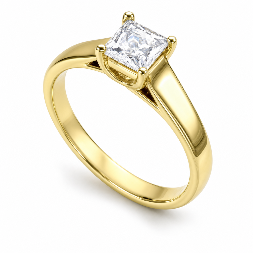 Merano · Princesa de aro ancho (Oro amarillo 18kt, 3.0, Zirconia)