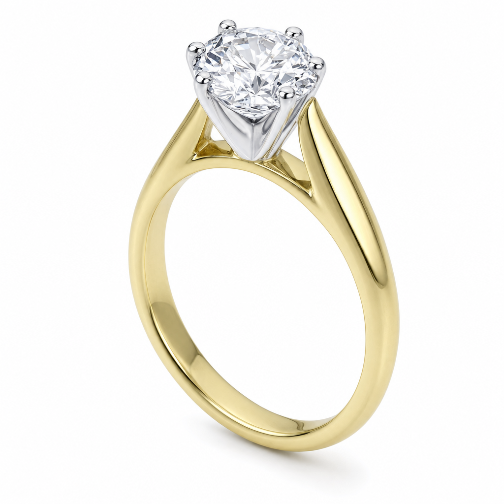 Bolzano · Solitario de aro cónico (Oro amarillo 18kt, 3.0, Zirconia)
