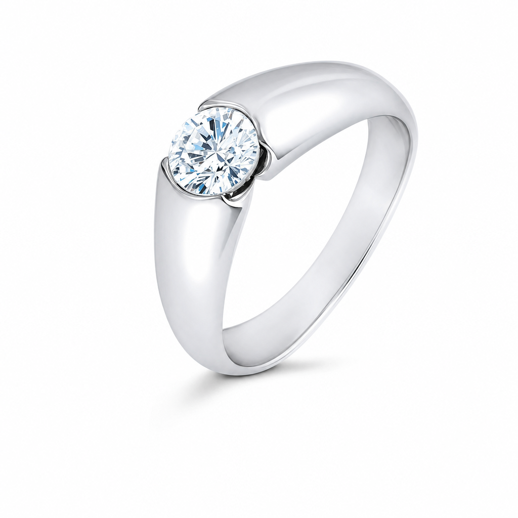 Vicenza · Bisel sobre banda ancha (Oro amarillo 18kt, 3.0, Zirconia)
