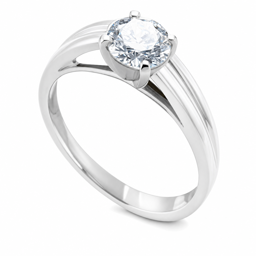 Monterosso · Solitario de banda acanalada (Oro amarillo 18kt, 3.0, Zirconia)
