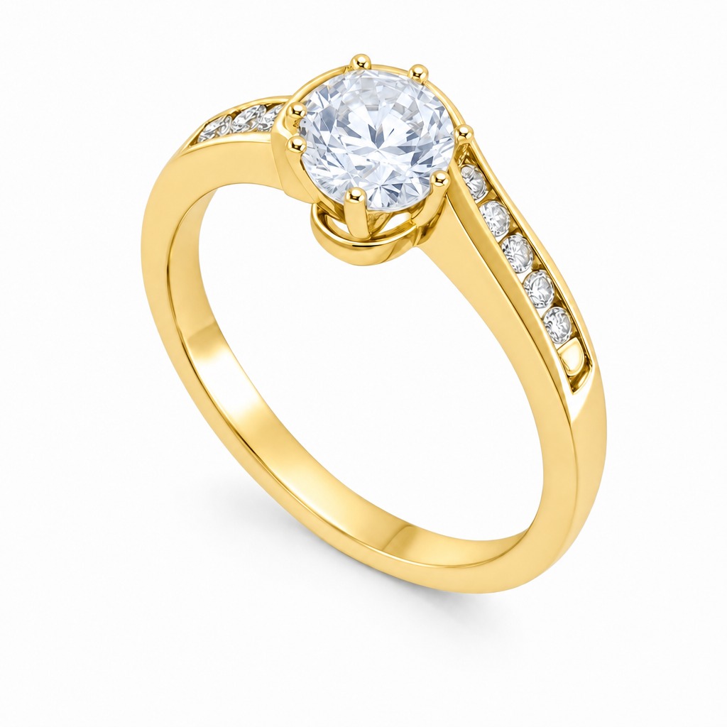 [373272] Otranto · Solitario con pavé curvo · Oro amarillo (Oro amarillo 18kt, 3.0, Zirconia)