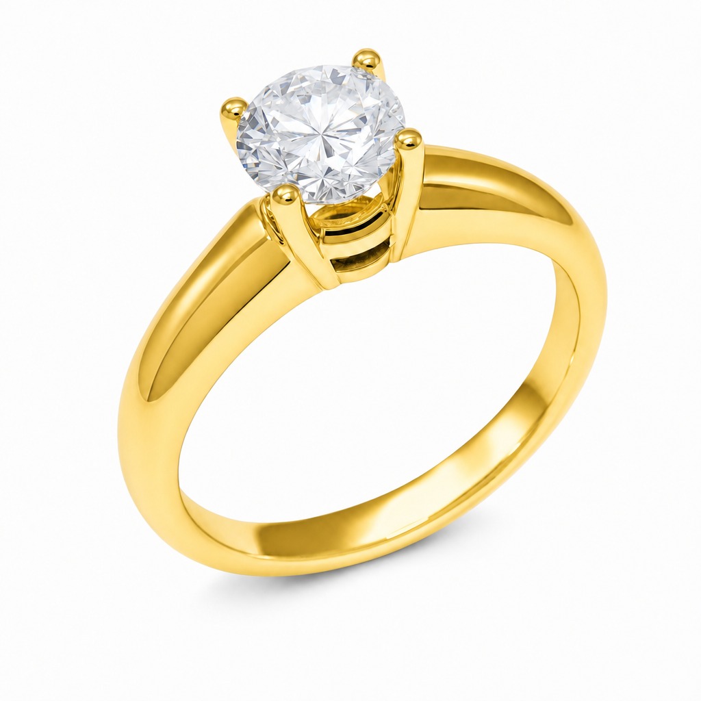 Turín · Solitario clásico de cuatro garras · Oro amarillo