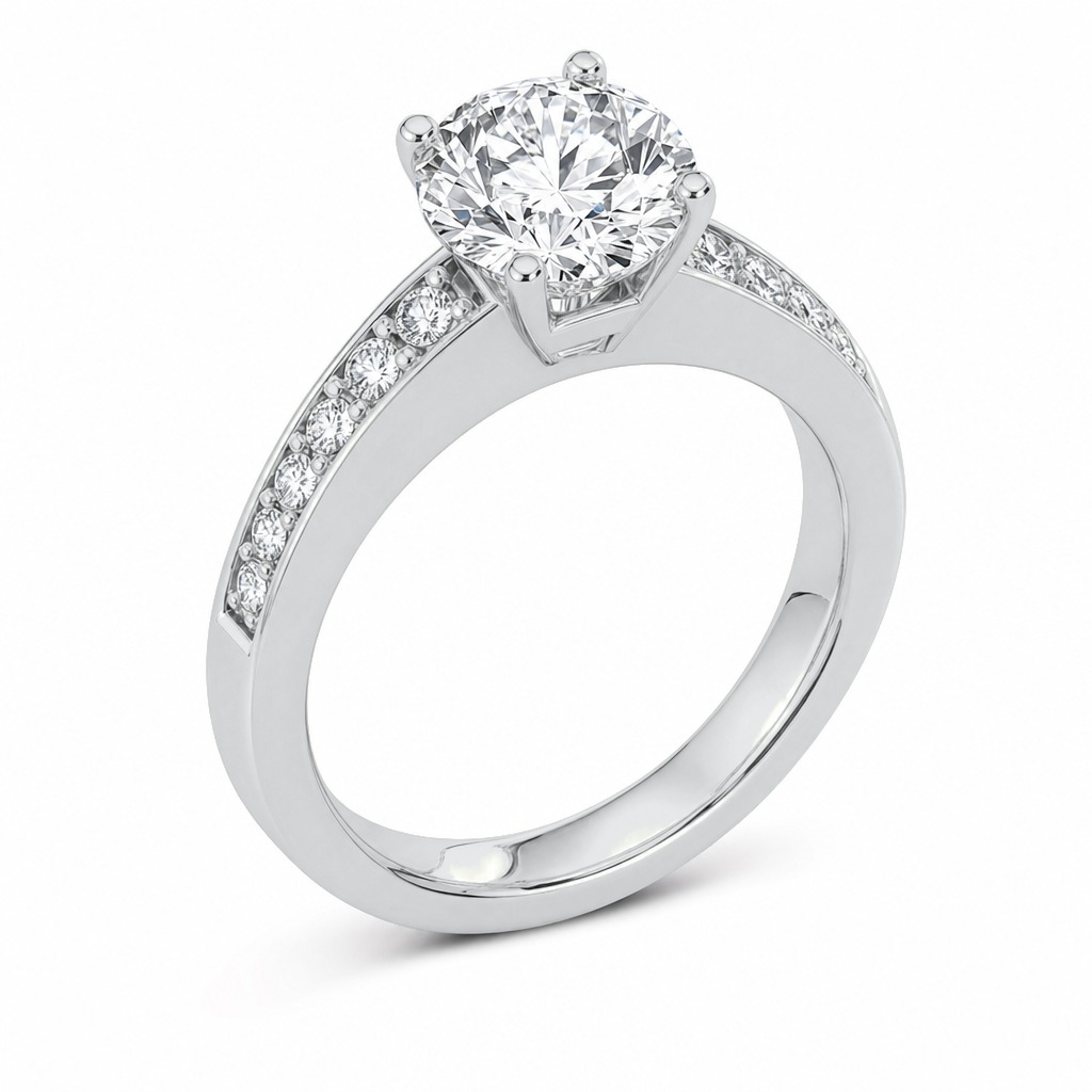 Cetara · Solitario con pavé clásico · Oro blanco
