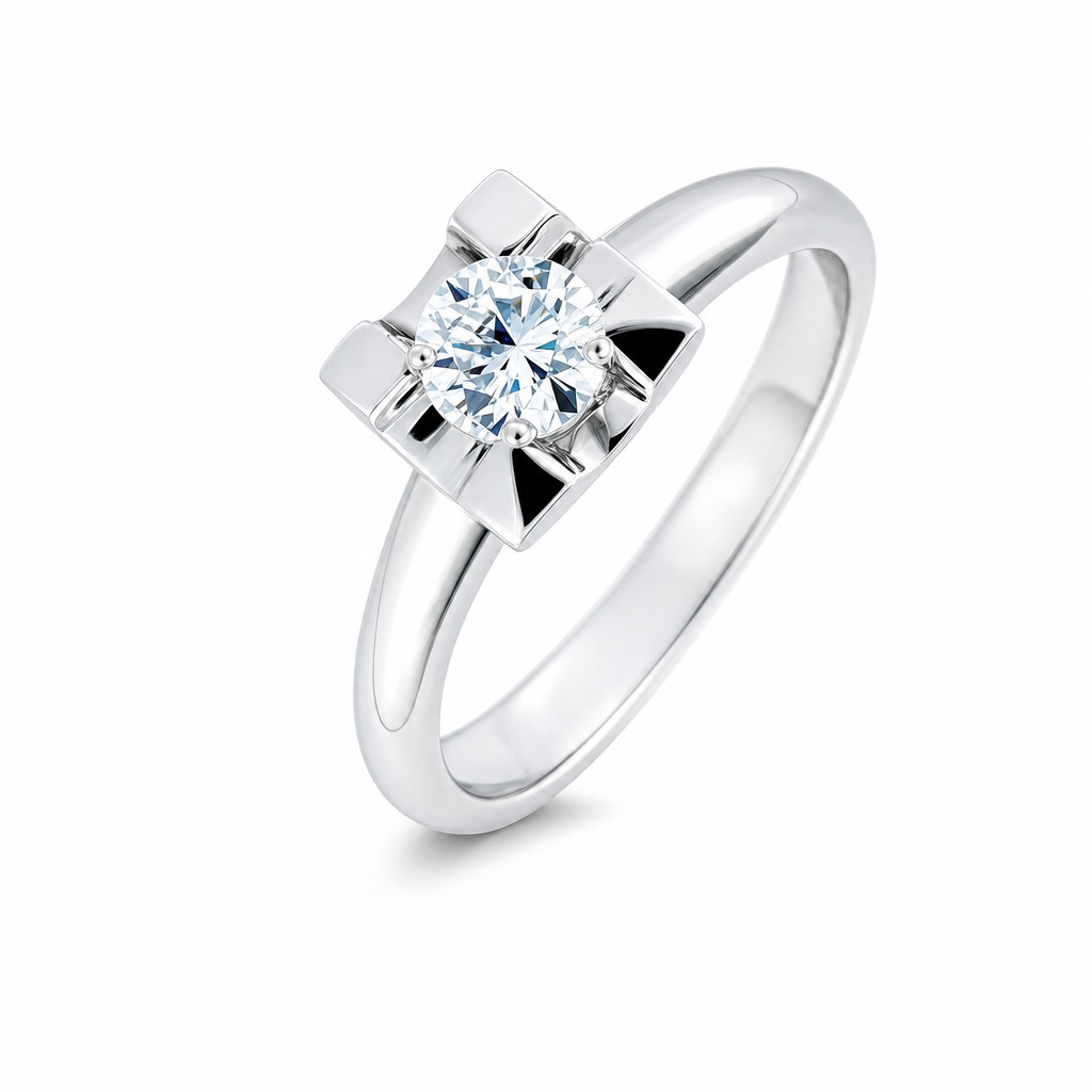 Gaiole · Solitario en engaste cuadrado · Oro blanco