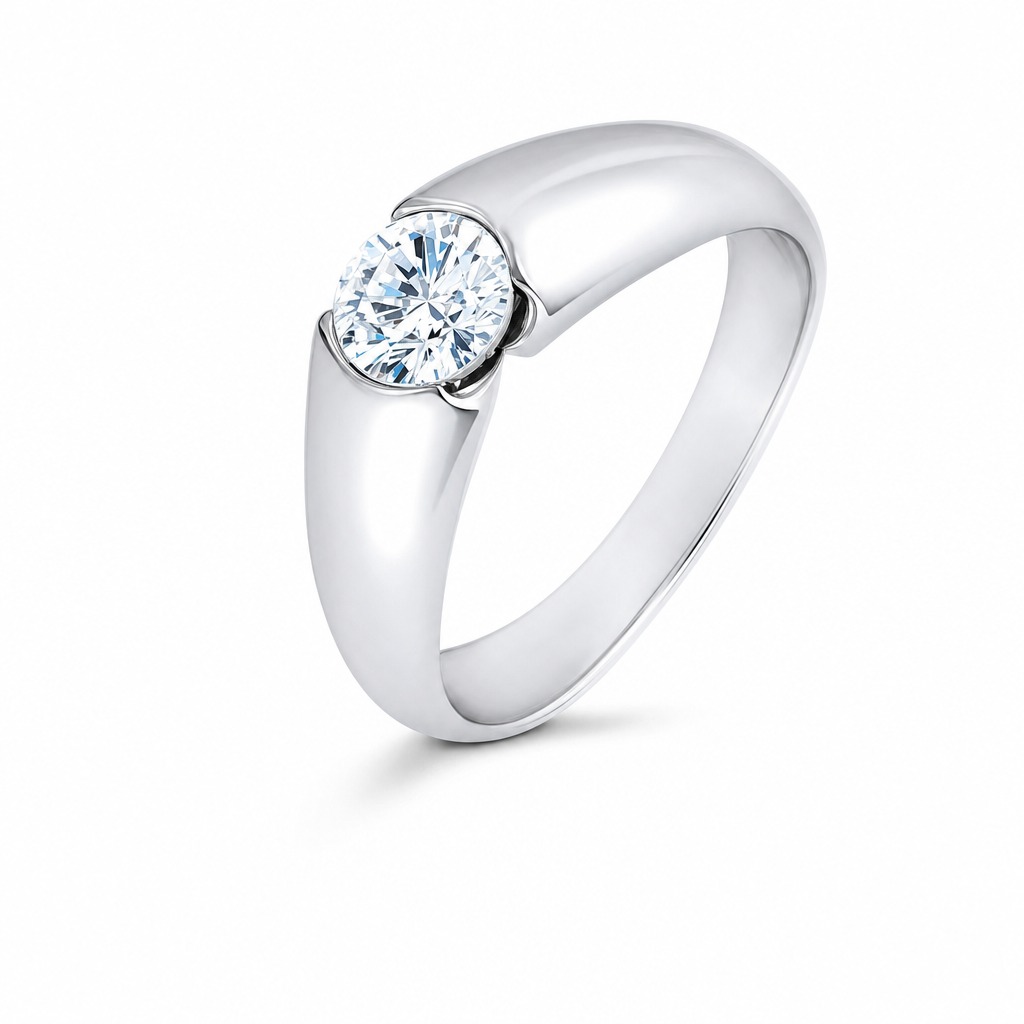 [373350] Vicenza · Bisel sobre banda ancha · Oro blanco (Oro blanco 10kt, 3.0, Zirconia)