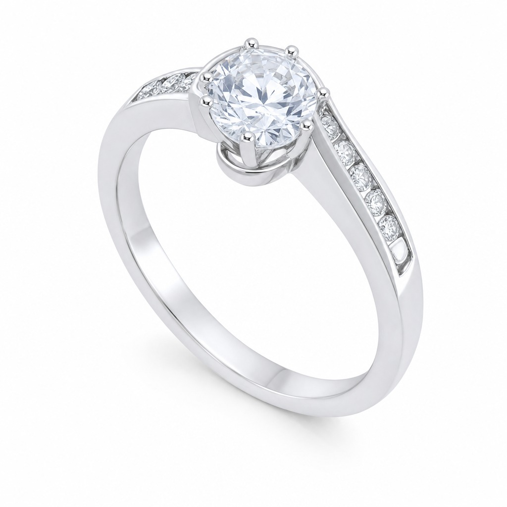 Otranto · Solitario con pavé curvo · Oro blanco