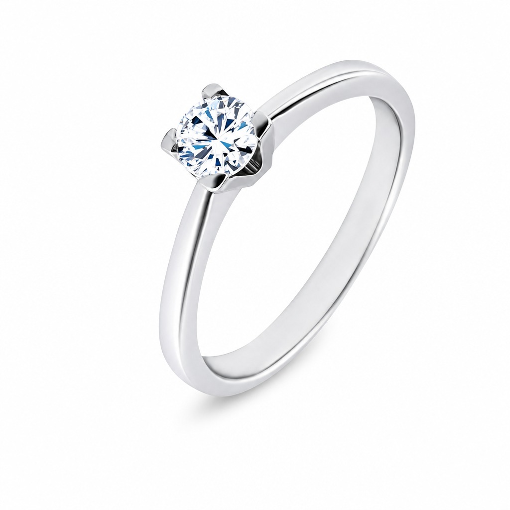 [373327] Ortisei · Solitario fino de cuatro garras · Oro blanco (Oro blanco 10kt, 3.0, Zirconia)