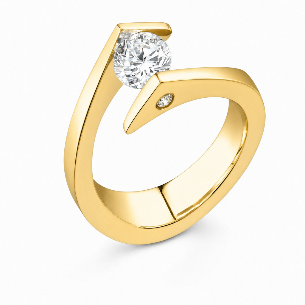 Scilla · Tensión angular con brillante · Oro amarillo