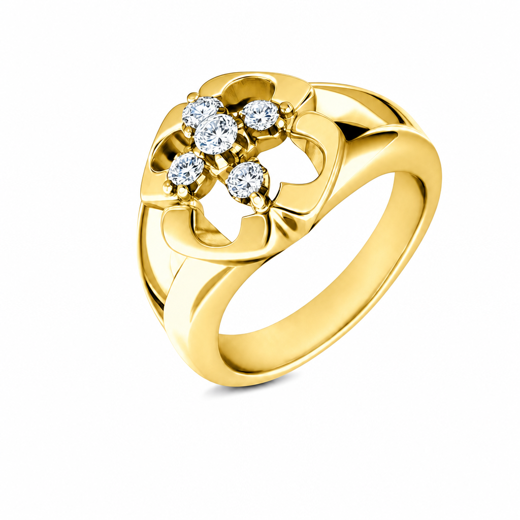 Sulmona · Flor calada de brillantes · Oro amarillo