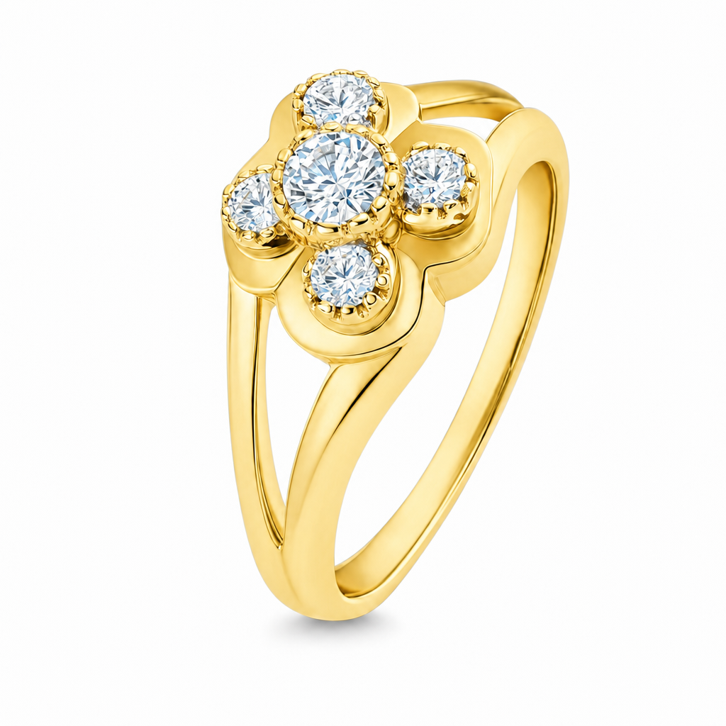 Taranto · Racimo de cinco brillantes · Oro amarillo