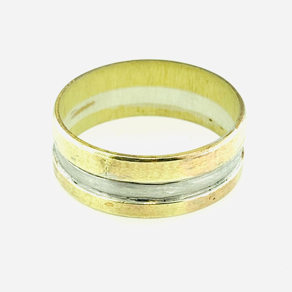 [372005/BCO10/4/4.0] ARGOLLA LISA CON DOBLE CANAL (Oro blanco 10kt, 4mm, 4.0)