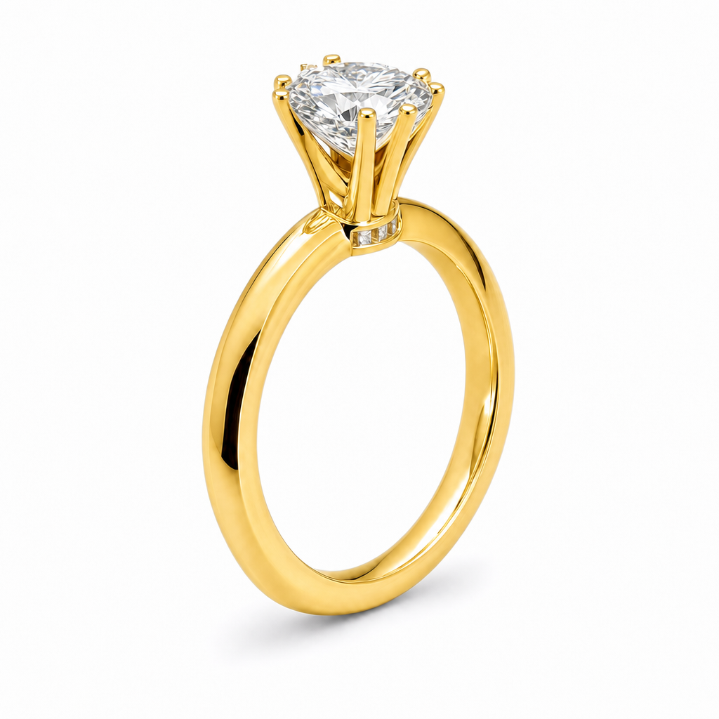 [373370/AMA10/3/ZR000] Udine · Solitario alto de seis garras (Oro amarillo 10kt, 3.0, Zirconia)