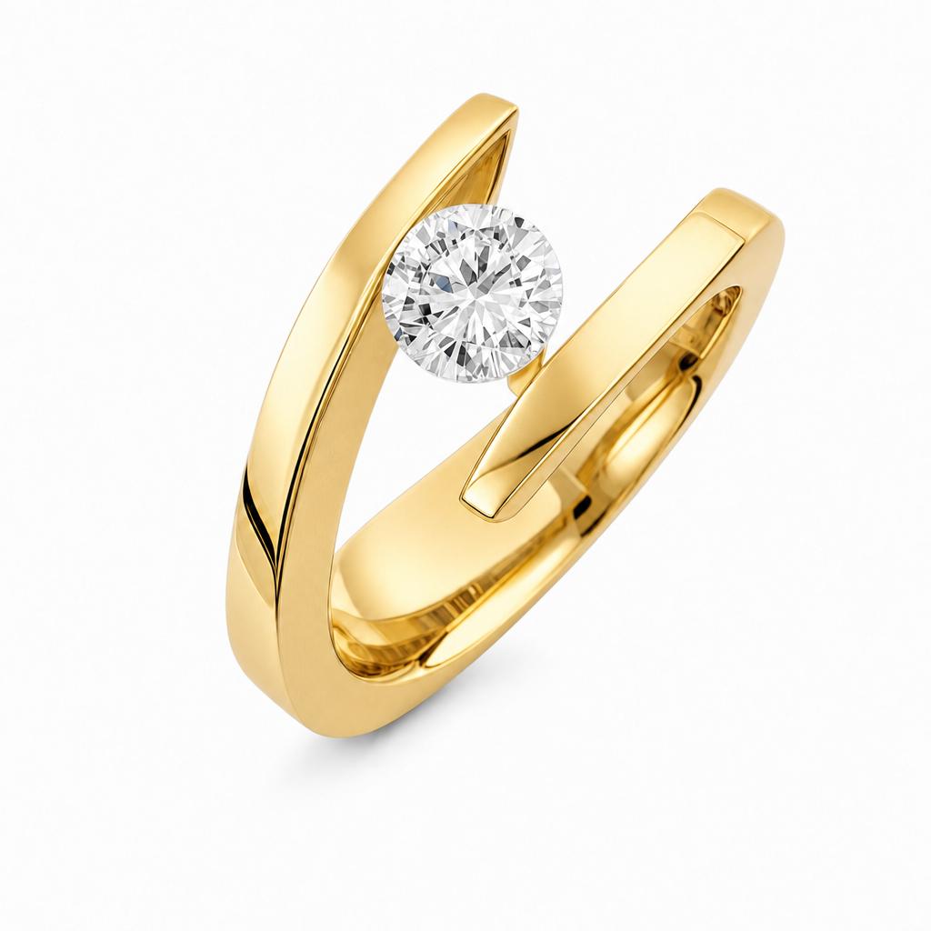 [373366/AMA10/3/ZR000] Trapani · Tensión de doble aro (Oro amarillo 10kt, 3.0, Zirconia)