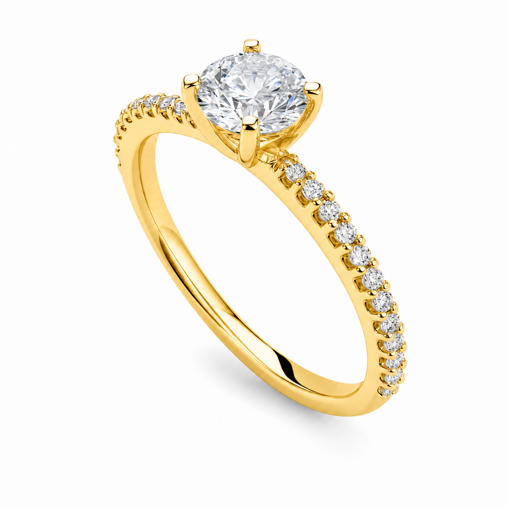 [373226/AMA10/3/ZR000] Lipari · Solitario con pavé fino (Oro amarillo 10kt, 3.0, Zirconia)