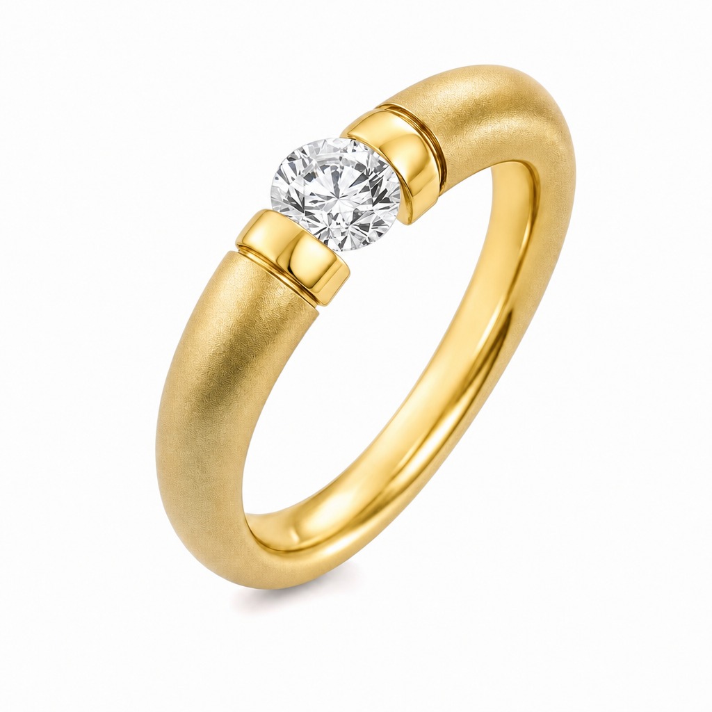 [373365/AMA10/3/ZR000] Arezzo · Tensión con banda mate (Oro amarillo 10kt, 3.0, Zirconia)