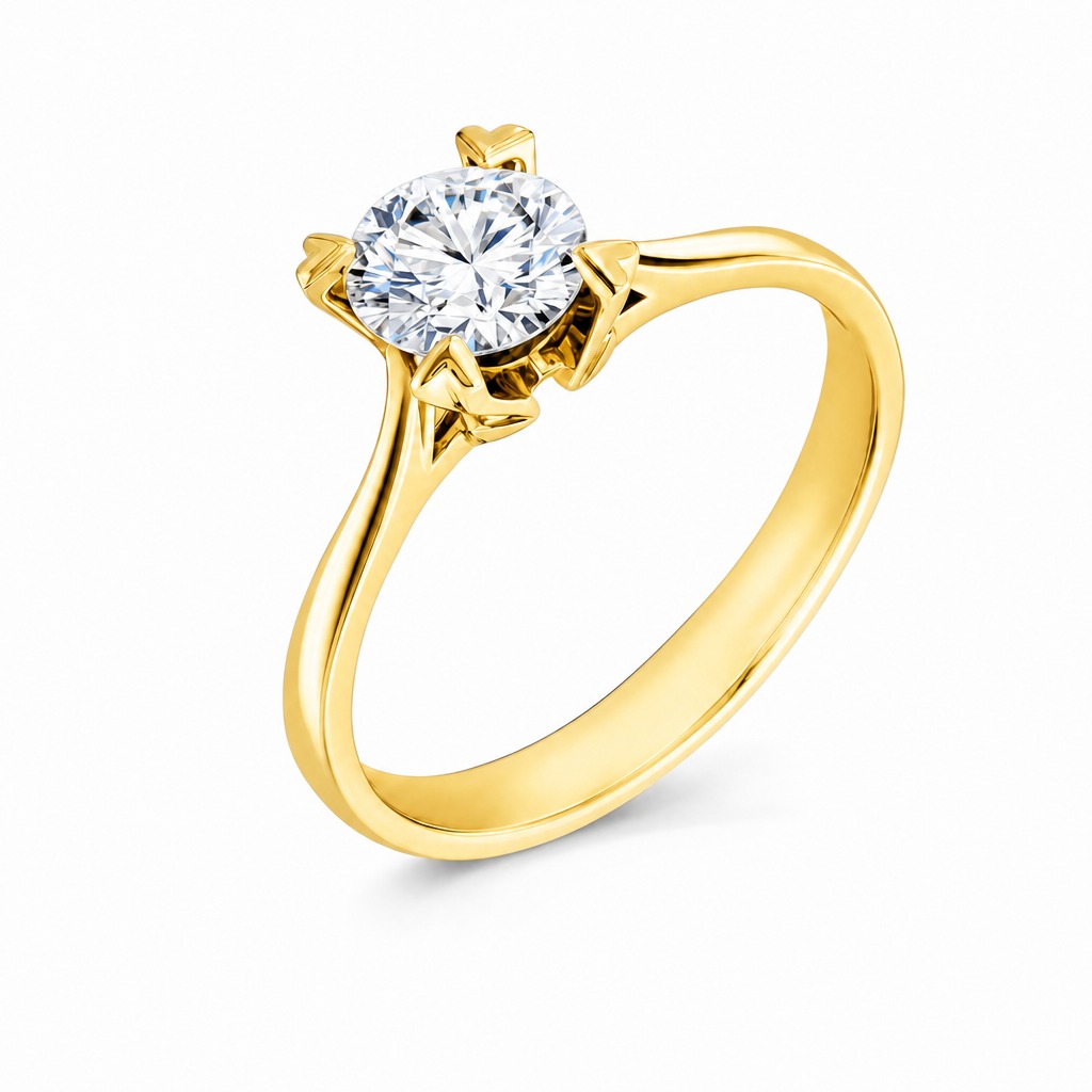 [373333/AMA10/3/ZR000] Lazise · Solitario alto de cuatro garras (Oro amarillo 10kt, 3.0, Zirconia)