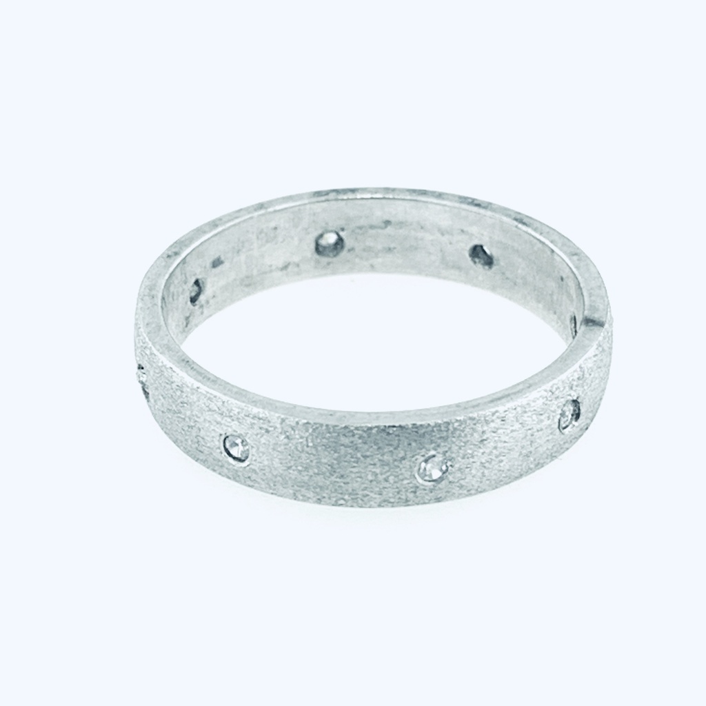 [372226/BCO10/3/4.0] ARGOLLA CENTRO MATE CON CIRC FILO BRILLANTE (Oro blanco 10kt, 4.0)