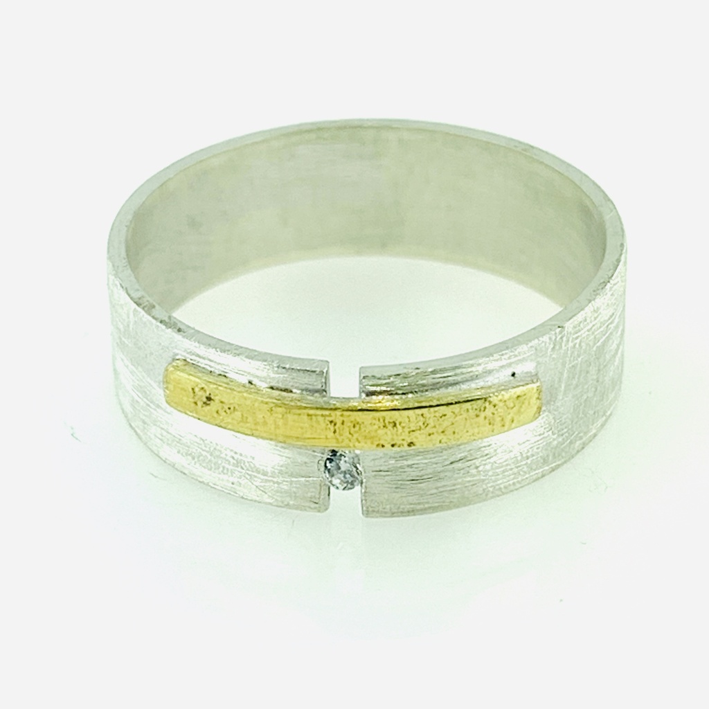 [372241/BCO10/4/4.0] ARGOLLA MATE CON PUENTE AMA DIAMANTE (Oro blanco 10kt, 4mm, 4.0)